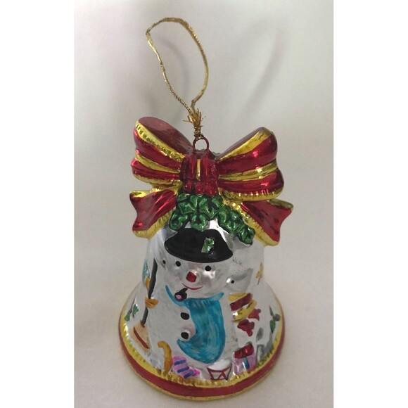 VINTAGE Glass CHRISTMAS ORNAMENT Heavy with GLASS CLAPPER - Picture 1 of 6